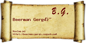 Beerman Gergő névjegykártya